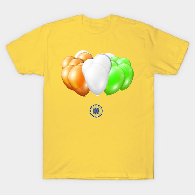 INDIAN INDEPENDENCE DAY WITH BALLONS T-Shirt by MACIBETTA